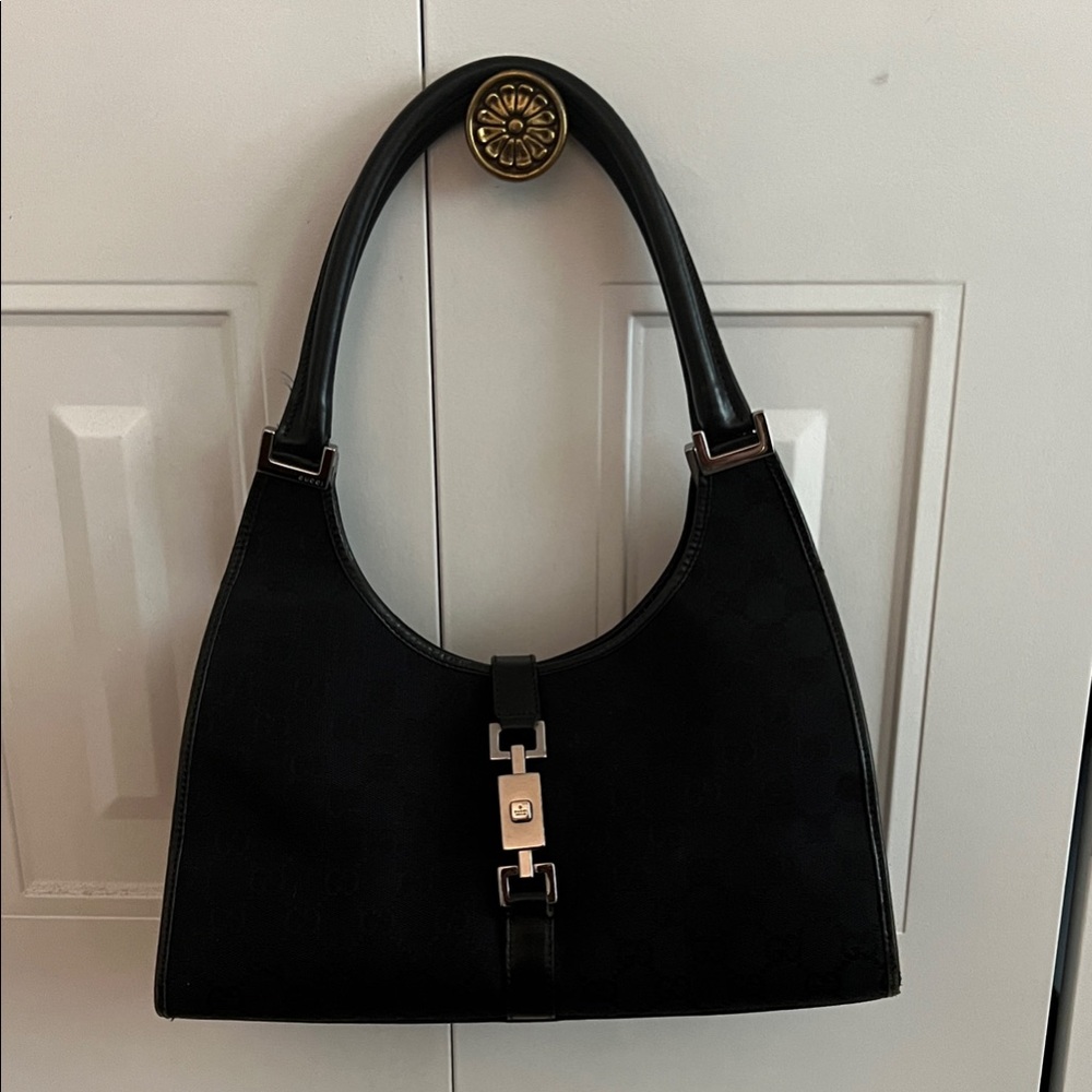 Gucci Black Shoulder Bag with silver Accents